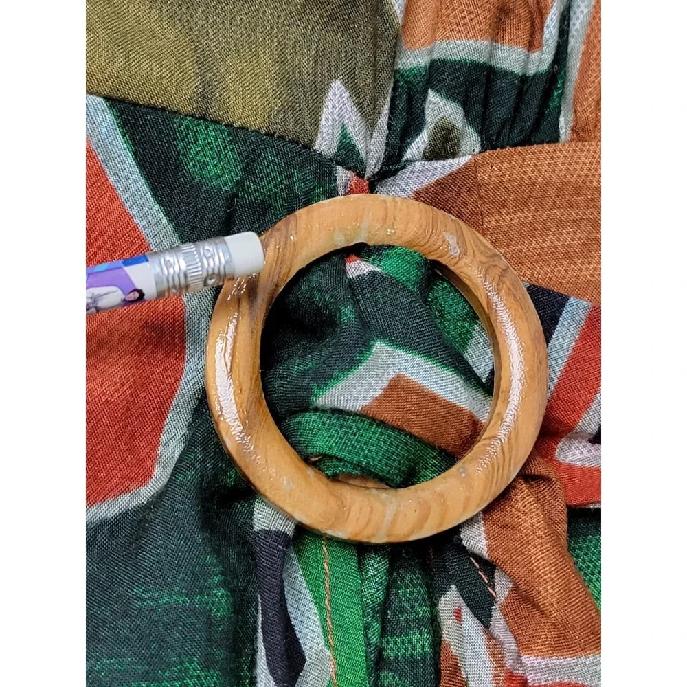 Vintage‎ Etoile Wrap Dress Abstract Print Rayon Midi Belt Ring Size 10